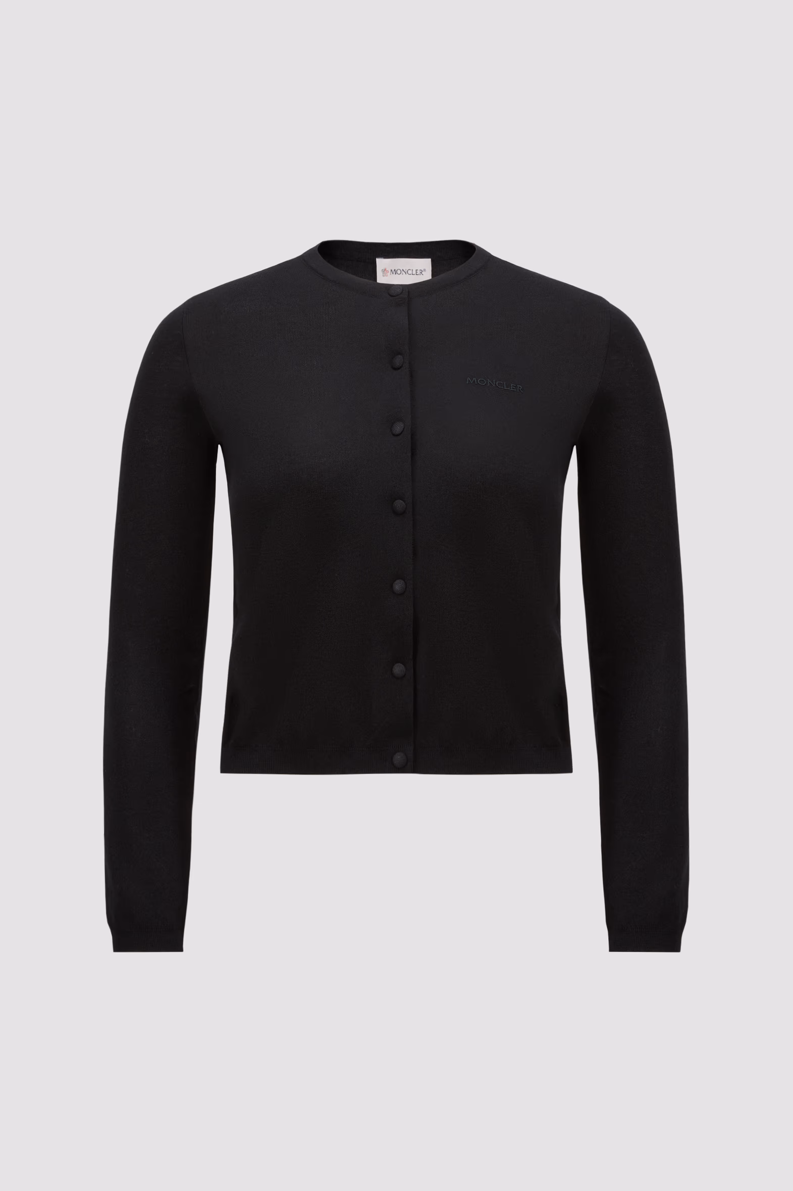 Embroidered Logo Cotton Cardigan Women Black Moncler 2